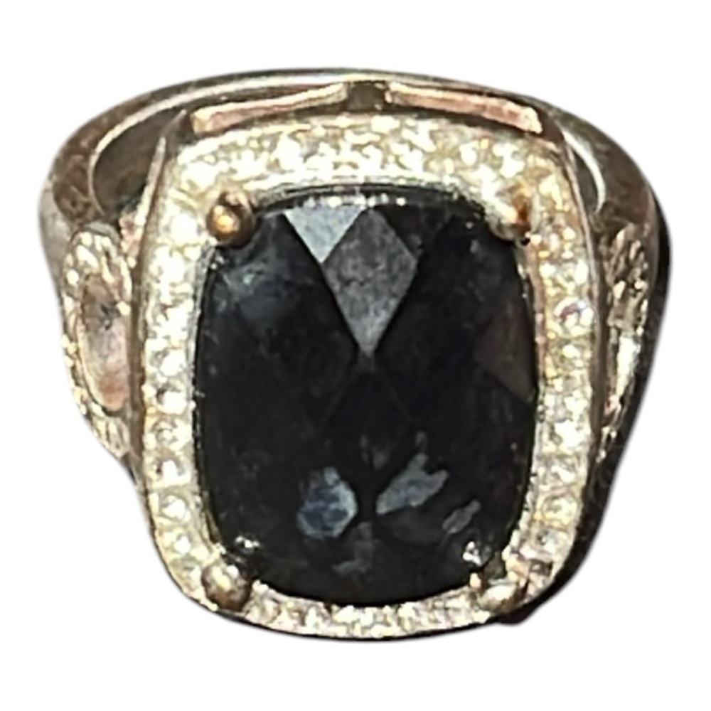 Costume Ring Black onyx silver toned size 8
